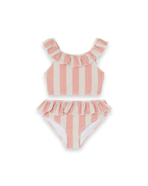 red ruffle bikini set
