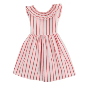 girls red striped bow dress