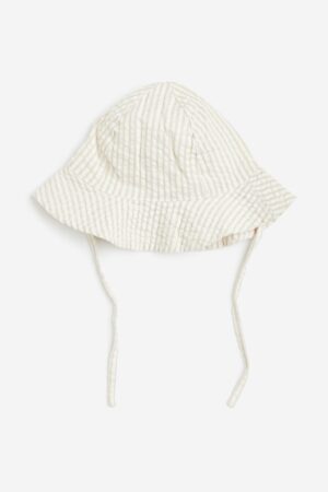 kids beige white striped sun hat