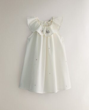 white peter pan collar embroidered dress