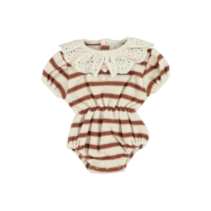brown striped romper