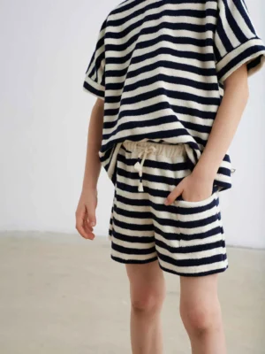 navy striped towelling set