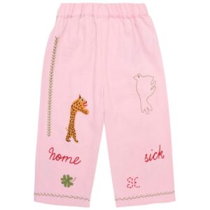 pink embroidered pants