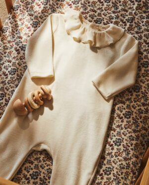 velour romper suit with frill collar