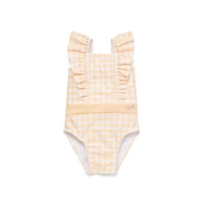 girls yellow gingham swimsuit