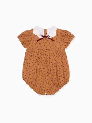 caramel floral baby girl romper