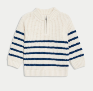 boys knitted striped zip jumper