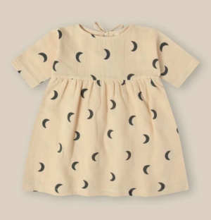 cream moon print dress
