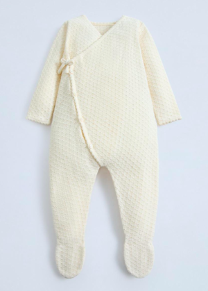 cream textured sleep suit