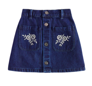 embroidered denim skirt