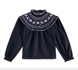 girls black cotton embroidered blouse