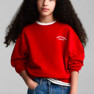 girls red embroidered sweatshirt