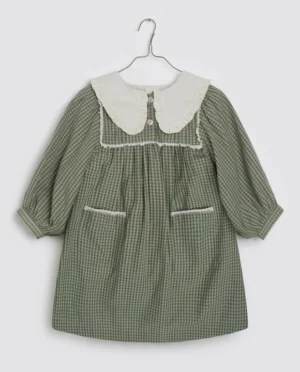 green checked collar dress