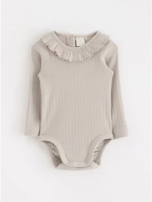 grey frill neck bodysuit