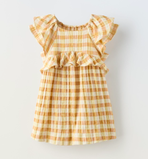 textured check girls dress