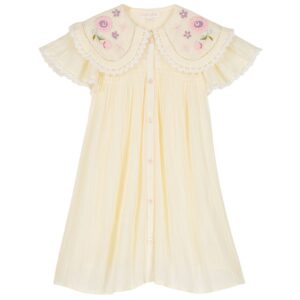 yellow embroidered dress