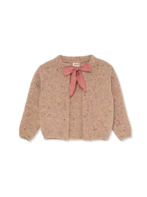 pink bow flecked cardigan
