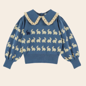 blue rabbit jacquard knit
