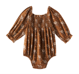 brown floral romper