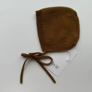 brown knit baby bonnet