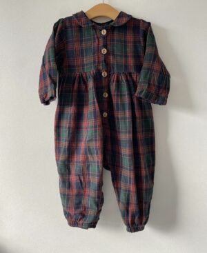check cotton romper