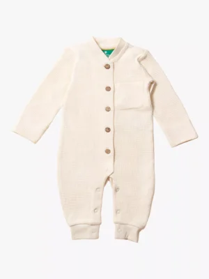 cream waffle baby playsuit