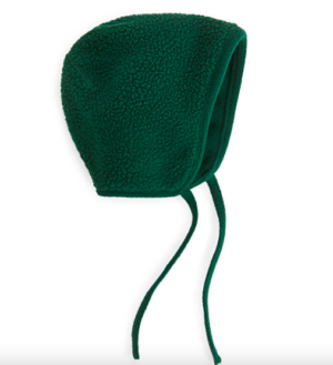 dark green pile baby bonnet