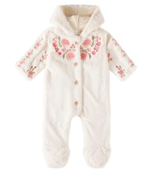 embroidered faux fur baby onesie