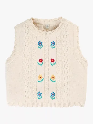 cream embroidered floral tank