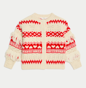 girls heart fair isle cardigan