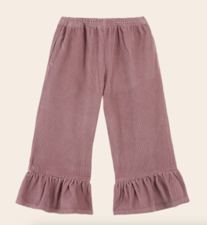 purple ruffled crop pants