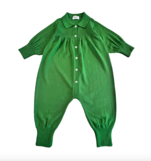 green baby artist smock romper