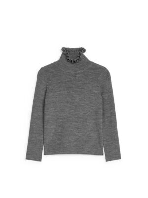 grey frill collar polo jumper