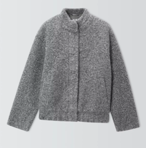 kids grey boucle bomber jacket