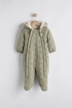 sage green baby textured pram suit