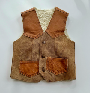 vintage leather sherpa kids waistcoat