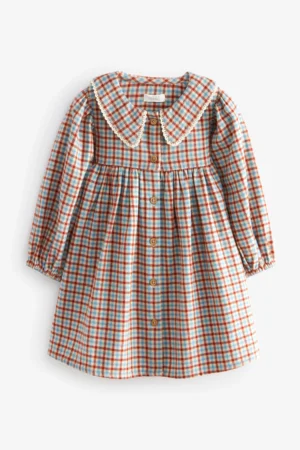 blue and ginger check dress
