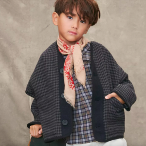 boys navy wool check jacket