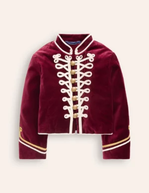 burgundy velvet military kids jacket