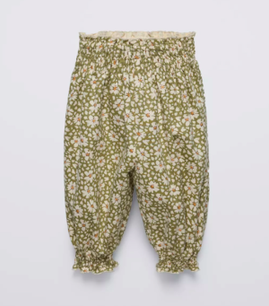 floral print elasticated waist baby trousers