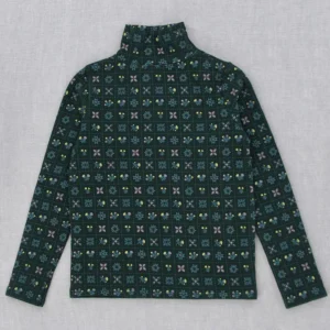 girls folk print polo neck