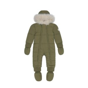 khaki baby snowsuit