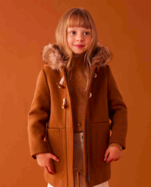 kids camel hooded duffle coat