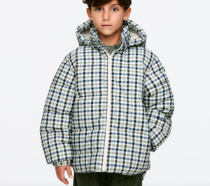 kids checked puffer jacket