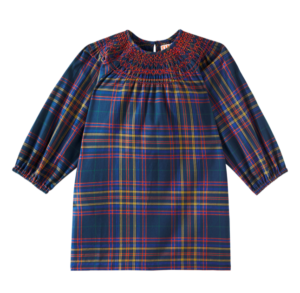kids plaid smocked cotton dress