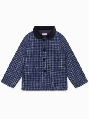 girls navy check coat