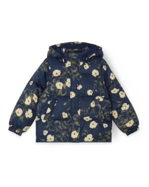 navy floral puffer jacket