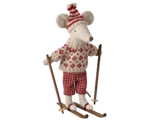 winter maileg mouse mum with ski set