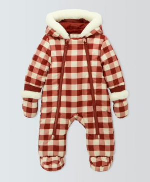 baby check quilted snowsuit