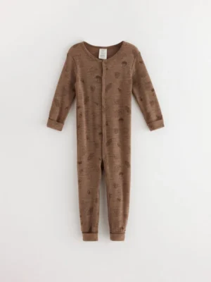 brown merino wool onesie